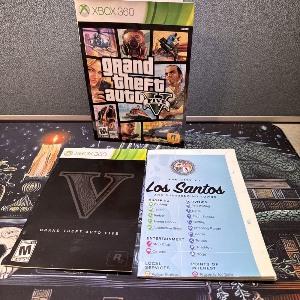 GTA Grand Theft Auto 5 V Los Santos XBOX 360 MAP Cover Art & Manual Only